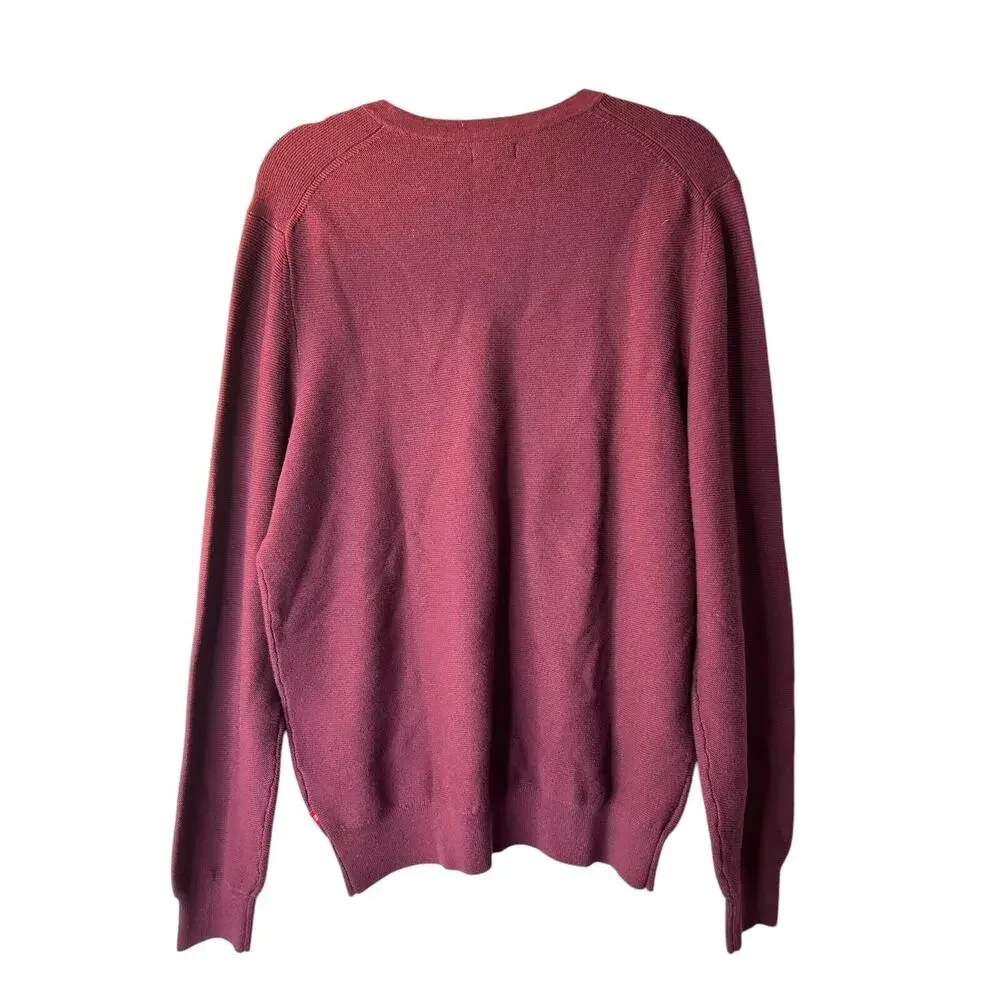 Izod Shirt Men's Size M Fine Gauge Sweater Cotton V-Neck Long Sleeve Pullover